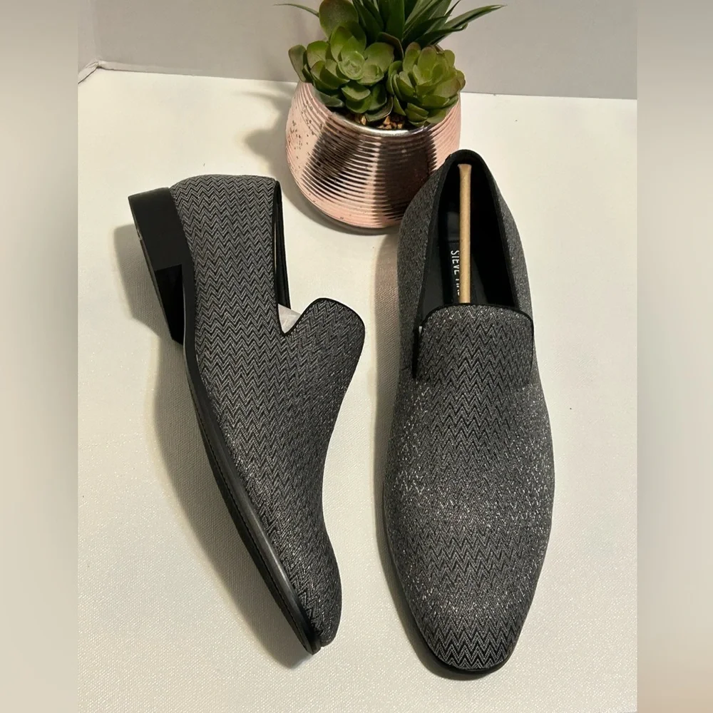 Steve Madden Black and Gray Men's Loafers